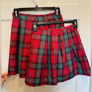 Heartstrings red & green plaid skirt